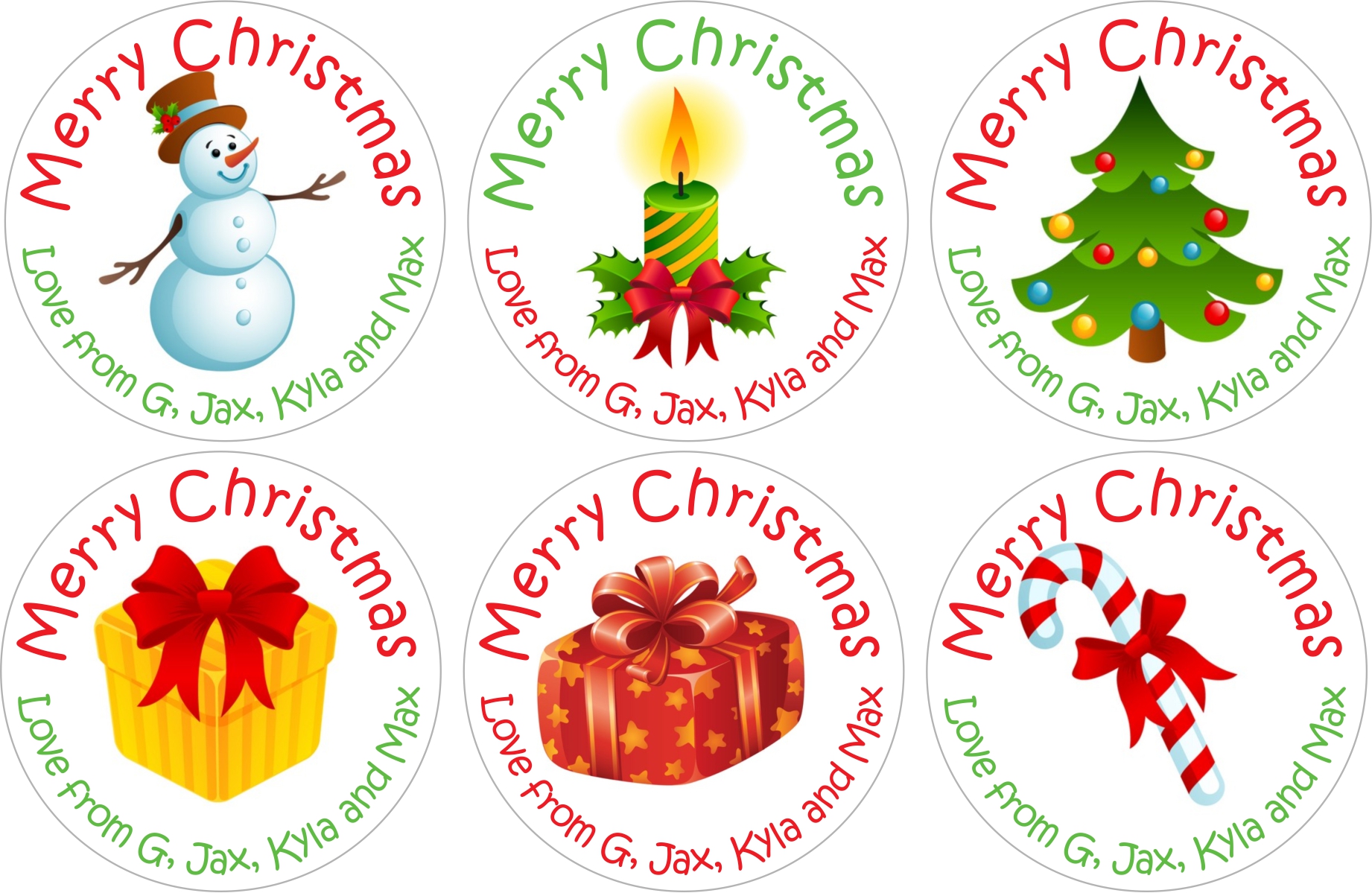 GIFT STICKERS - Christmas - Round - Stuck 2 U